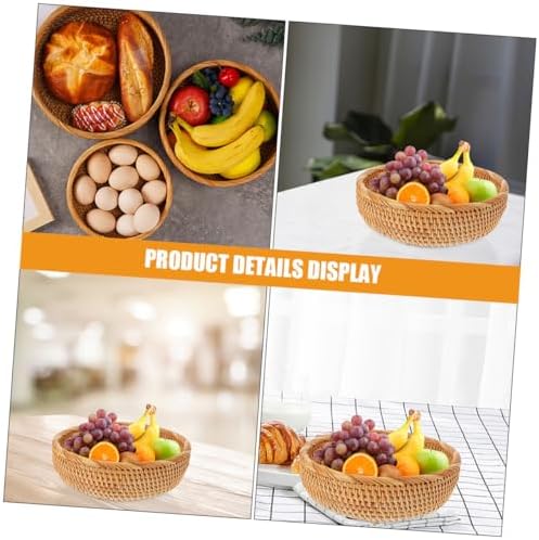 Woven Picnic Basket Large round Sturdy Handwoven Rattan Fruit Storage Basket for Outdoor Dining and Kitchen Organization - Image 3