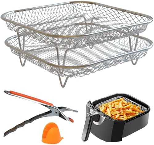 2-Tier Square Air Fryer Rack for Ninja, Cosori, Instant Vortex & Chefman by GeolinhomeHouseholdKitchen