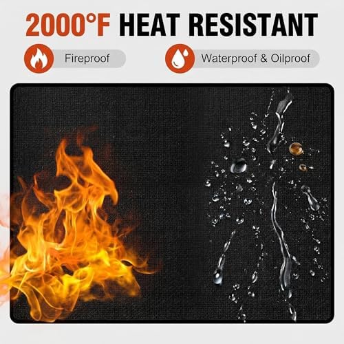 24 x 24 Inch Square Fire Pit Mat, Non-Stick Silicone Deck Shield, Waterproof & Oil-Proof Cover for Round Fire Bowls and Patio Braziers - Image 4