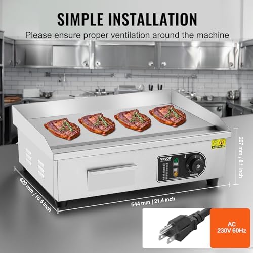 VEVOR Commercial Electric Griddle, 23", Countertop Flat Top Griddle - Image 5