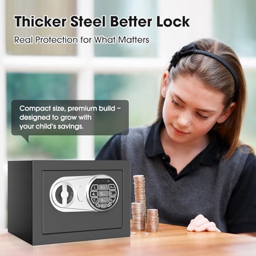 Goldenkey Small Kids Safe, Digital Mini Safes, Money Safe Box, Black - Image 4