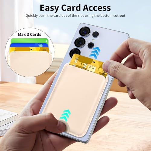 Magnetic Wallet for Samsung Galaxy S26 S25 S24 Series, Fold 8 Ultra with Magsafe Case, for iPhone 18-12 Series, RFID Blocking Leather Magnetic Card Holder | Holds 3 Cards | Desert Gold - Image 3