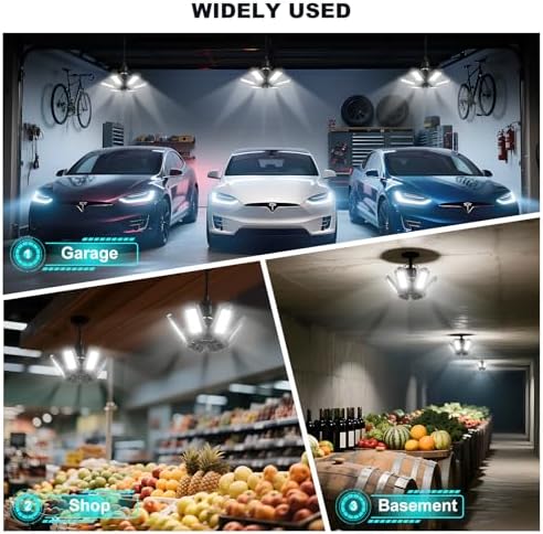 Led Garage Lights Bulb 10 Pack 140W Super Bright Ceiling Led Shop Lights 6 Deformable Panels Screw in E26/E27 6500K 12000 LM Deformable Garage Light Ideal for Basement Attic and Workshop - Image 5