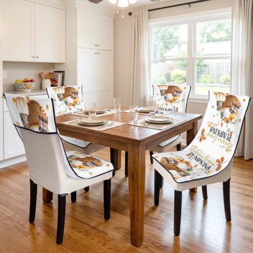 Fall Patio Dining Chair Covers 1 Pack Harvest Pumpkin Basket Outdoor Folding Chair Cover Non-Slip Chair Protectors Owl Maple Leaves Thanksgiving Camping Chair Slipcovers for Yard Lawn Garden Beach - Image 3
