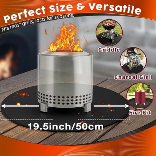 Grill Mat 19.5 Inch Fire Pit Mat for Solo Stove Bonfire Accessories Double-Sided Fireproof Waterproof Grill Pad Round Under Grill Mat Reusable Oil-Proof Deck Patio Lawn BBQ Fireproof Outdoor - Image 3
