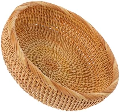 Woven Picnic Basket Large round Sturdy Handwoven Rattan Fruit Storage Basket for Outdoor Dining and Kitchen Organization by COOPHYA