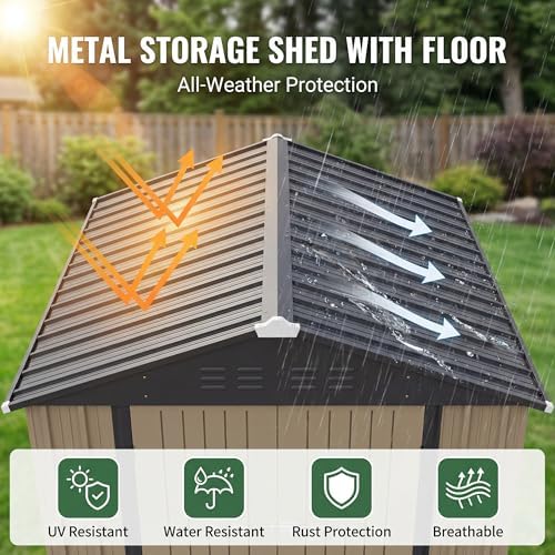 Patiowell 6x4 FT Outdoor Storage Shed with Floor Frame, Metal Garden Sheds - Image 4