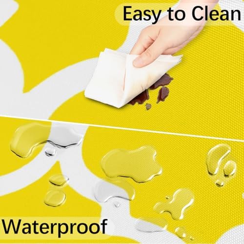 Fitted Round Tablecloth with Umbrella Hole and Zipper Yellow Moroccan Outdoor Elastic Table Cloth 36"-44" Oil-Proof Waterproof Morocco Geometric Patio Table Cover for Dining Picnic Party - Image 5