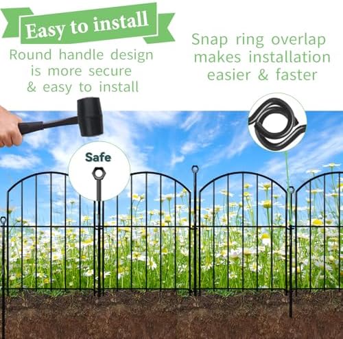 Decorative Garden Fence 17in x10ft, 10 Pack Rustproof Metal No Dig Fence Animal Barrier for Dog, Arched Flower Bed Edging Ornamental Wire Border Panel Fencing for Yard Patio Outdoor Decor - Image 4