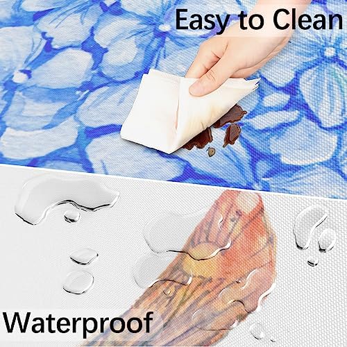 Fitted Round Tablecloth with Umbrella Hole and Zipper Flowers Hydrangeas Outdoor Elastic Table Cloth 45"-56" Oil-Proof Waterproof Dragonflies Patio Table Cover for Picnic Party - Image 5