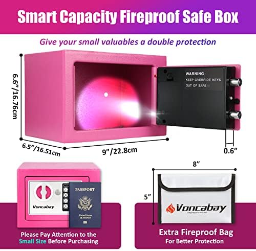 Voncabay Money Safe Box for Home with Digital Keypad, 0.23 Cu. Ft., Pink - Image 5