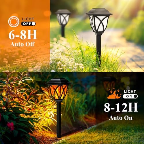 GIGALUMI Solar Lights Outdoor Waterproof, 8 Pack Flickering Flame LED Light - Image 5