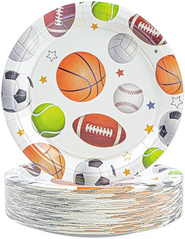 50PCS Sports Birthday Party Paper Plates, 7'' Sports Themed Party Decoration Disposable Dessert Plate Tableware Dinnerware for Picnic Camping Birthday's Parties Favor Supplies by Unknown