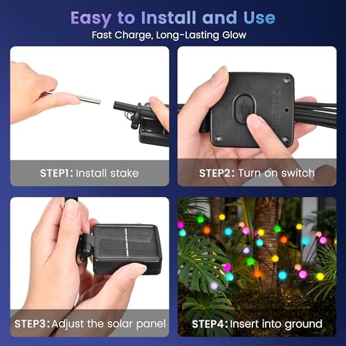Solar Garden Lights, 2 Pack Color Changing Solar Christmas Decor - Image 6