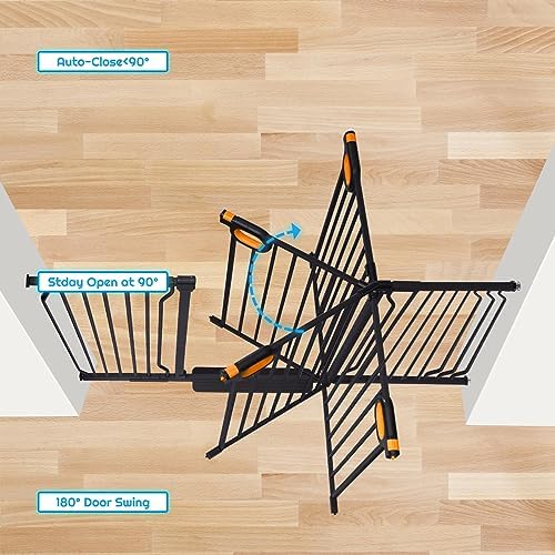 owlie 66 to 75 Inch Extra Wide Baby Gate with Door for Stairs Doorways - Image 6