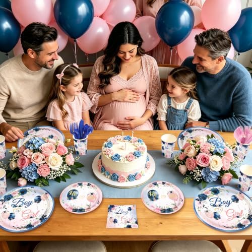 168Pcs Navy Blue and Pink Gender Reveal Party Decorations Serves 24 - Image 4