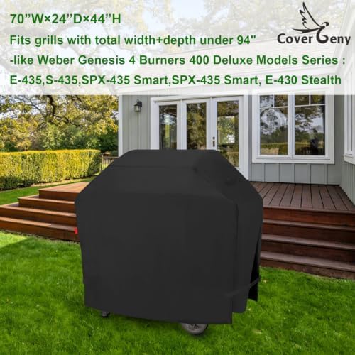 Outdoor BBQ Grill Cover for Weber Genesis 4 Burners 400 Series : E-415,S-415,Weber Summit 400 Series : E-420,E-470,S-420,S-470,Fade Resistant,Weather Resistant Barbecue Gas Covers 70" - Image 2