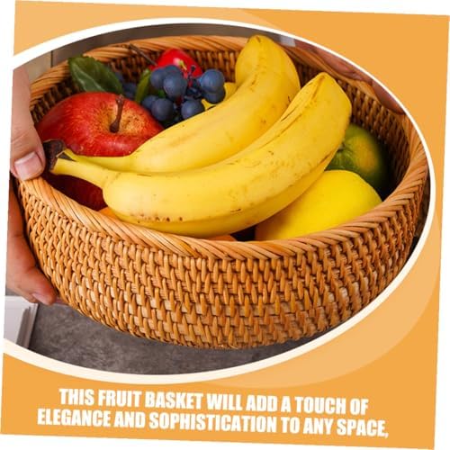 Handwoven Rattan round Basket for Fruit Snack Storage Organizer - Image 6