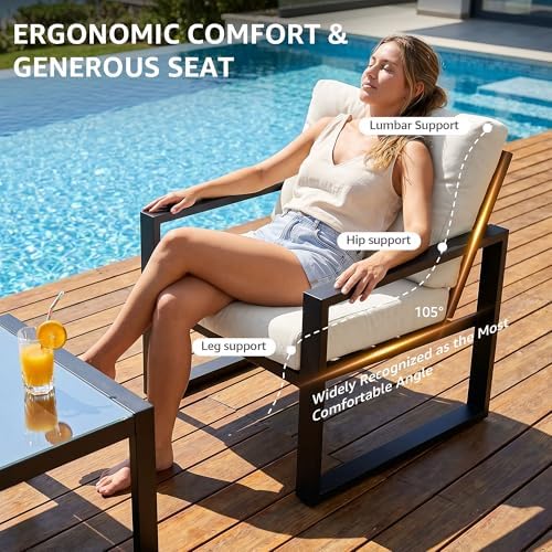 NATURAL EXPRESSIONS 4 Pieces Patio Furniture Sets, Modern Metal Patio Set - Image 3
