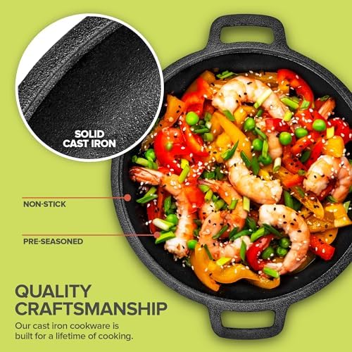 Modern Innovations 3-in-1 Dutch Oven & Skillet Combo, Preseasoned Cast Iron Cookware Set, 5QT Dutch Oven, 1.6QT Skillet with Lid, Versatile Pots and Pans for Camping & Home Cooking - Image 4