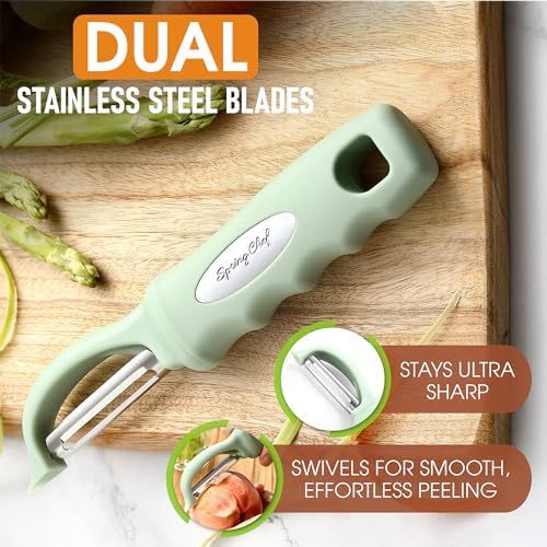 Spring Chef Swivel Vegetable Peeler with Ergonomic Handle, Pistachio - Image 2