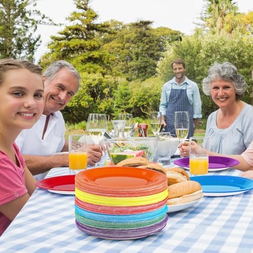 Breroa 144 Pcs Rainbow Paper Plates 7 Inch Bulk Rainbow Plates Disposable - Image 7