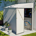YOPTO 4x7 FT Outdoor Storage Shed Lean to Shed,Metal Shed W/Lockable Door & Air Vent,All Weather Waterproof Garden Tool House W/Reversible Installation,for Backyard,Patio,Lawn,White by YOPTO