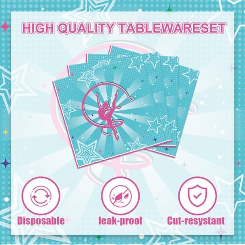 40Pcs Gymnastics Birthday Party Decorations No Assembly Disposable Plates and Napkins for Gymnastics Party Decorations - Image 3