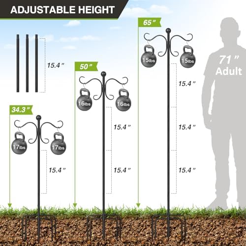 AOMGD 76 Inch Adjustable Double Shepherds Hooks for Outdoor - Image 2