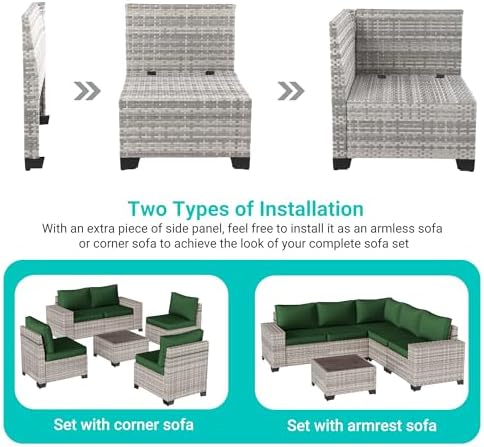 Outdoor Patio Furniture Set PE Wicker Rattan Outdoor Sectional Sofa - Image 3