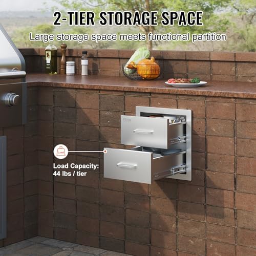 VEVOR Outdoor Kitchen Drawers 14"W x 14.3"H x 23"D Stainless Steel - Image 5