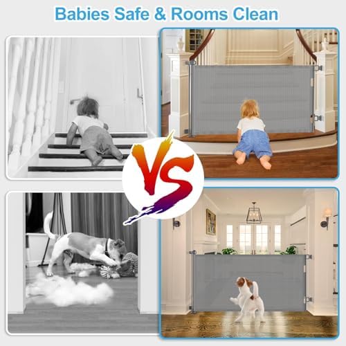 EZIGO 71 Inch Retractable Baby Gates Extra Wide Reinforced Baby Dog Gate - Image 4