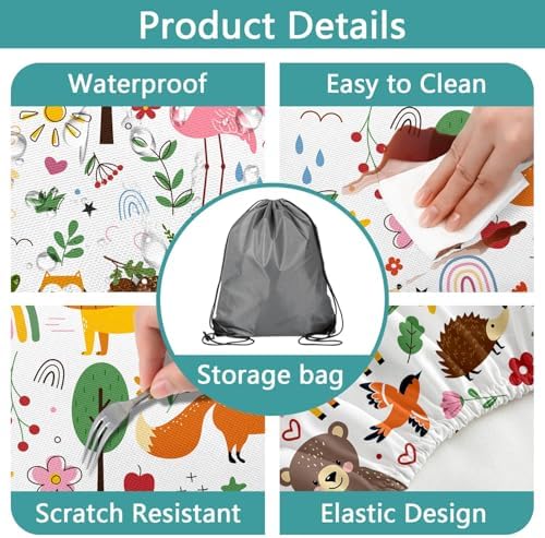 Picnic Table Cover with Bench Covers, Camping Essentials, Jungle Animal Cute Waterproof Windproof Camping Tablecloth, Fitted Tablecloth Cover with Elastic Edge for Indoor Outdoor 30x96 Inch - Image 5