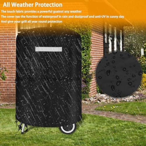 Grill Cover for Weber 22 Inch Charcoal Kettle- Waterproof BBQ Cover for Weber Char-Broil 22 Inch Charcoal Kettle Grills, Barbecue Kettle Grills Cover for Outdoor Grills, Fits 22" Webers Kettle Grills - Image 5