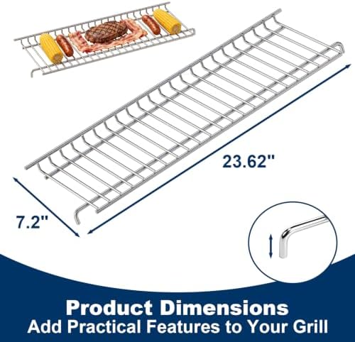 Replacement Warming Rack for Nexgrill Home Depot 720-0925P 720-0925PG 720-0925S 720-0925 720-0925PA, Stainless Steel Upper Grill Warming Rack for Nexgrill 3/4-Burner Gas Grill Parts, 23.62" x 7.2" - Image 2