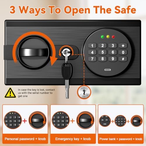 1.2 Cu Ft Small Safe Box for Home with Digital Keypad and Key Lock - Image 4