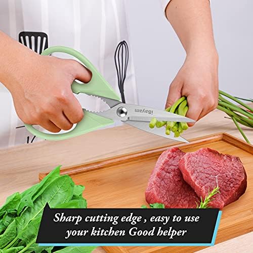 iBayam 8.7" Heavy Duty Kitchen Scissors All Purpose 2-Pack –Pistachio/Blue - Image 6