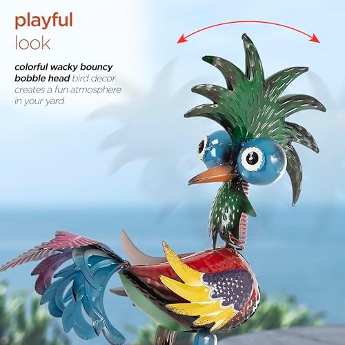 Alpine Corporation - 19" Tall Wild Tropical Metal Rooster Yard Statue – Colorful Indoor/Outdoor Garden Décor, Rustic & Fun Farm Animal for Garden, Patio, Lawn, or Porch - Image 5