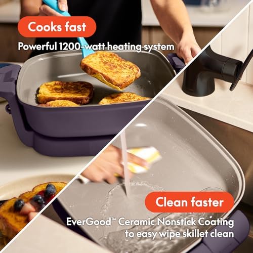 bella Fits-Anywhere™ SAUTE Make & Take Skillet, Non-Toxic Ceramic, Plum - Image 4