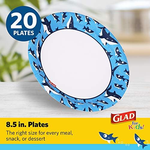Glad for Kids Disposable Paper Plates, Sharks, 8.5 Inch, 20 Count - Image 2