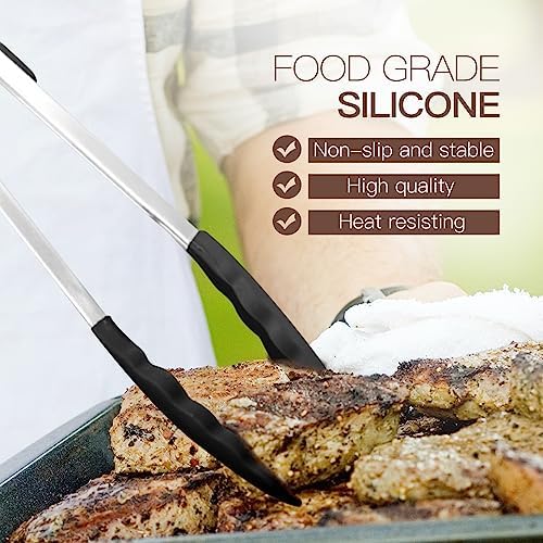 Kitchen Utensils Set-Silicone Cooking Utensils-32 pcs Non-Stick Silicone Cooking Kitchen Utensils Spatula Set with Holder-Best Kitchen Cookware with Stainless Steel Handle (Black) - Image 5