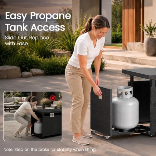 Ciays 51" 4-in-1 Propane Fire Pit Table, 60000 BTU with Glass Wind Guard - Image 4