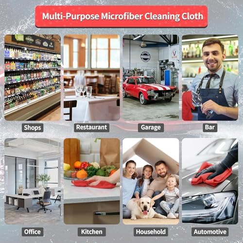 Microfiber Cleaning Cloth, 150 Pack Cleaning Rags Microfiber Towel Bulk Absorbent Lint-Free WashCloths, All-Purpose Towels for Cars, Shop, Automotive, Garage, Home Kitchen 11.5"*11.5", Red - Image 7