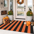 IOHOUZE Fall Striped Outdoor Rug 3x5, Washable Porch, Orange Black by iOhouze