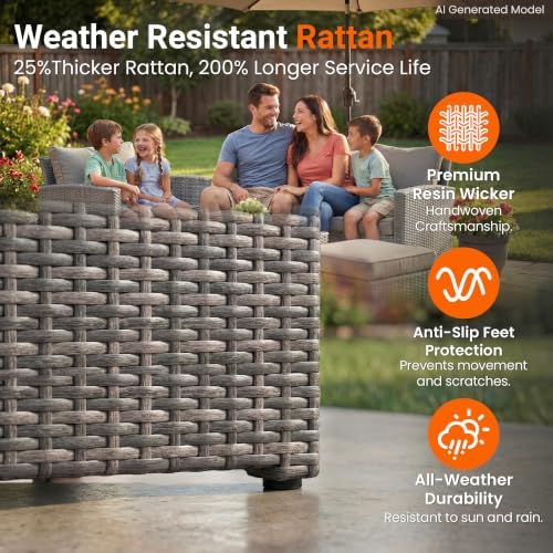 Wisteria Lane Patio Furniture Set, Wicker Outdoor Furniture for All Weather - Image 6