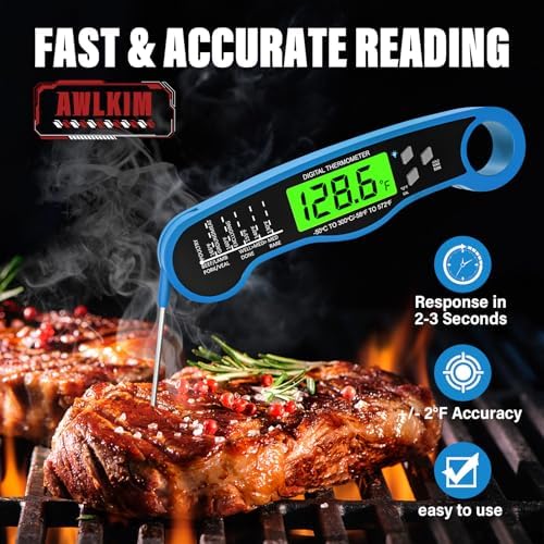 AWLKIM Meat Thermometer Digital, Instant Read Food Thermometer, Blue - Image 2
