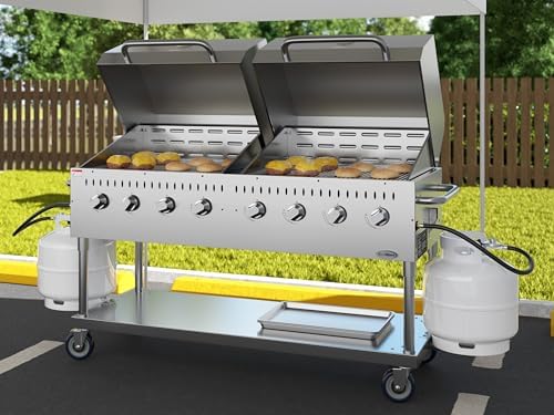 60 in. 8-Burner Commercial Outdoor Propane Gas Grill with 2 Roll Dome Covers in Stainless-Steel, ETL Listed (CGKIT6-D30D30) - Image 6
