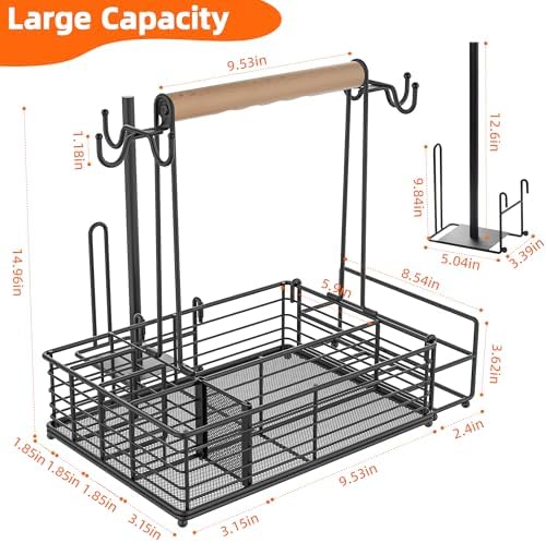 Grill Caddy with Paper Towel Holder, BBQ Caddy for Outdoor Grill, Camping Essentials Picnic Condiment Utensil Organizer, RV Camper Must-Have, Grilling Gifts for Men - Image 2