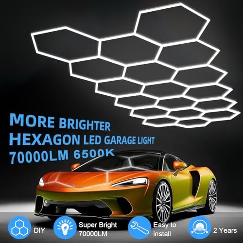 MODERN 18Grids Hexagon Garage Light: 72Pack 574W 70000LM High Brightness Hexagon Garage Lights-Easy Install Honeycomb Ceiling Lights for Warehouse, Gym Basement, Exhibition Hall - Image 7