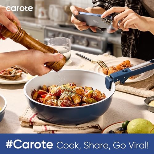 CAROTE 27pcs Ceramic Cookware Set, Pots and Pans Set with Detachable Handle - Image 5